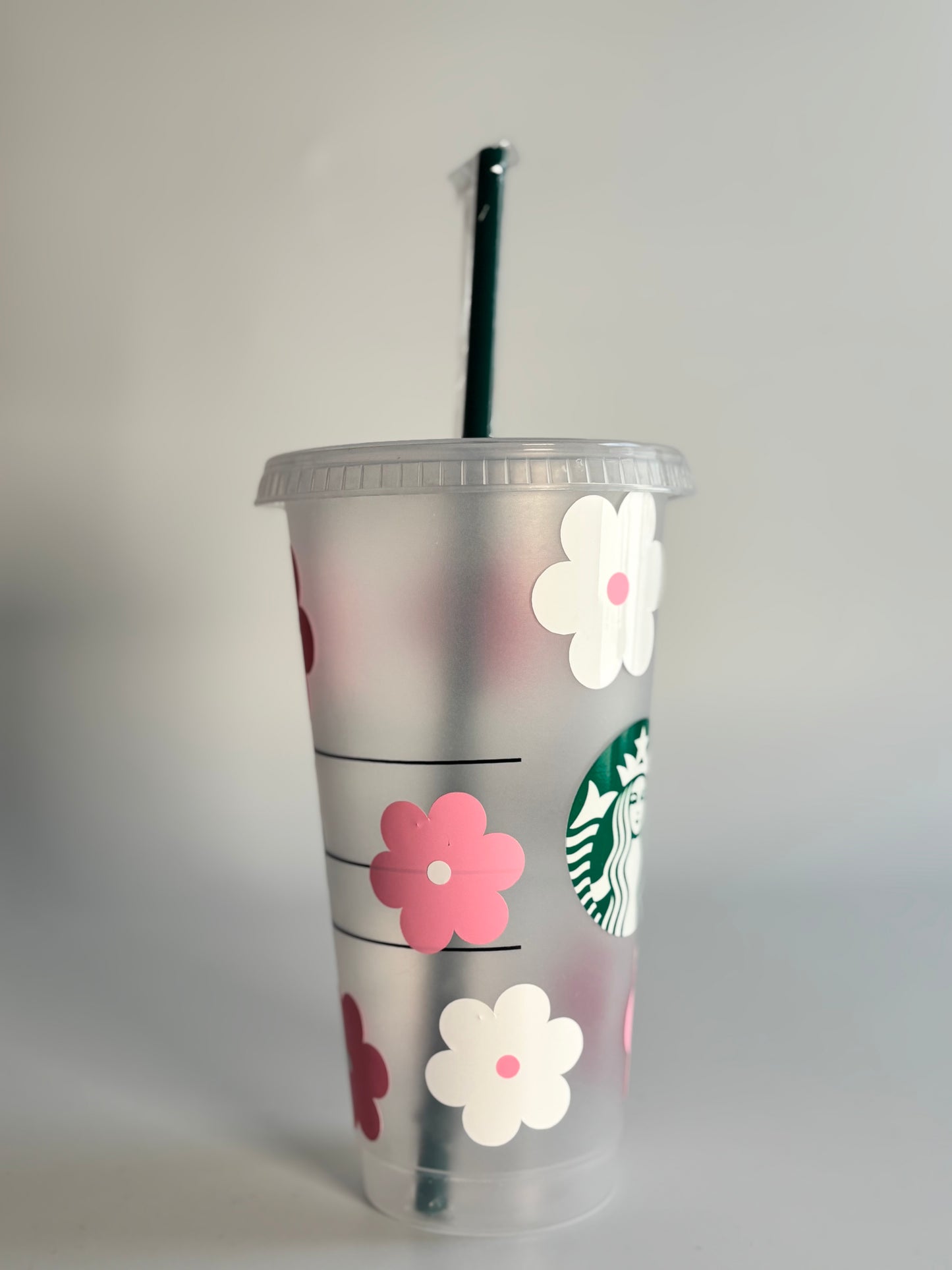 Floral Reusable Starbucks Cold Cup – 24oz with Lid & Straw