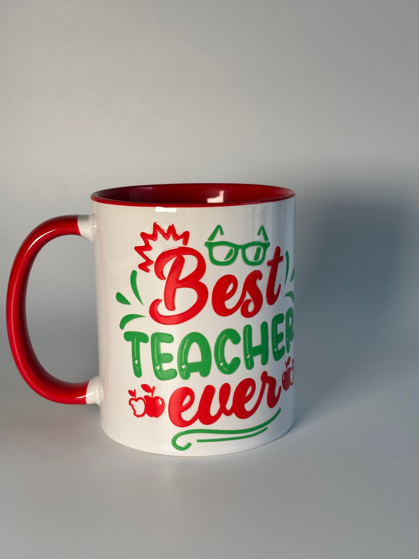 Best Teacher Ever- Ceramic Red Handle Mug
