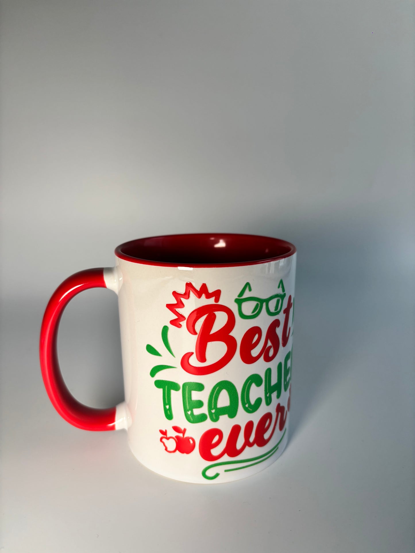 Best Teacher Ever- Ceramic Red Handle Mug