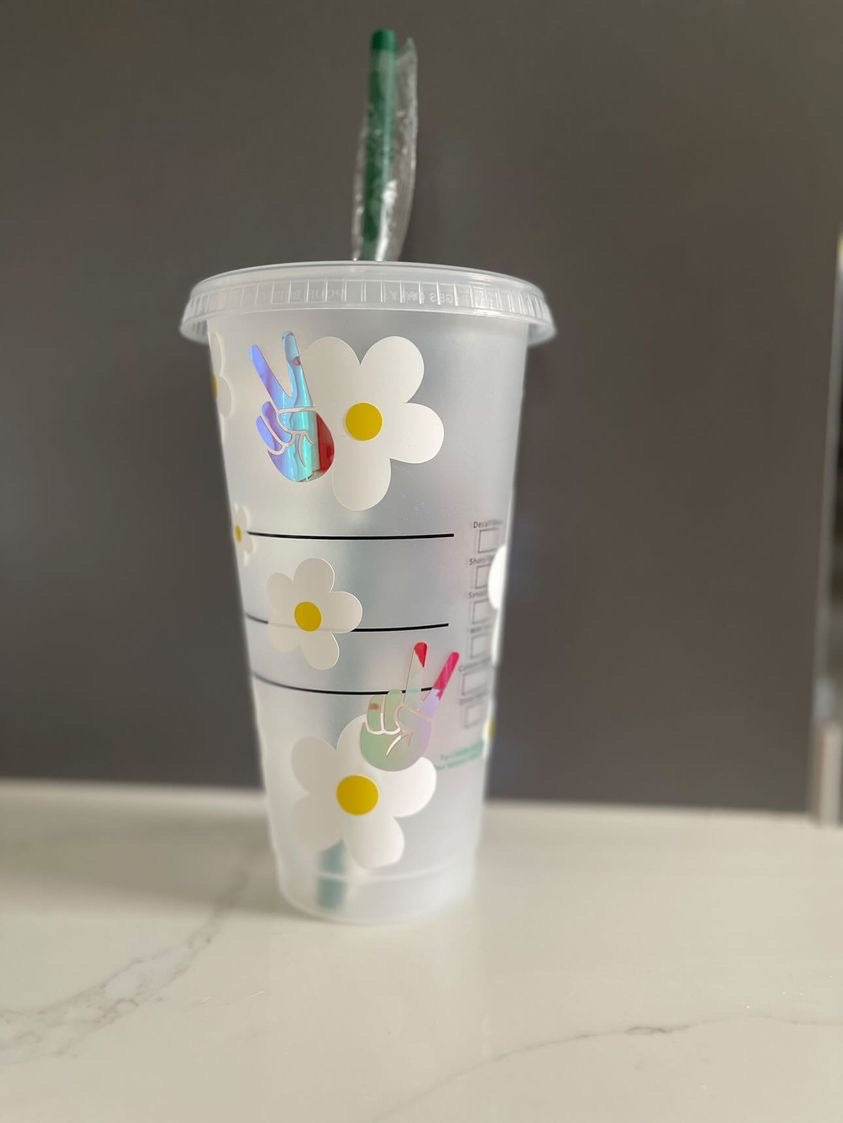 Funky Peace & Daisies Personalised Starbucks Cup - Festival Collection