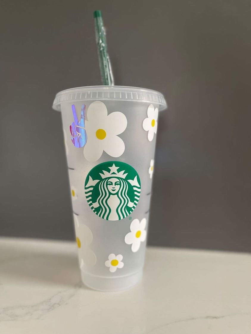 Funky Peace & Daisies Personalised Starbucks Cup - Festival Collection
