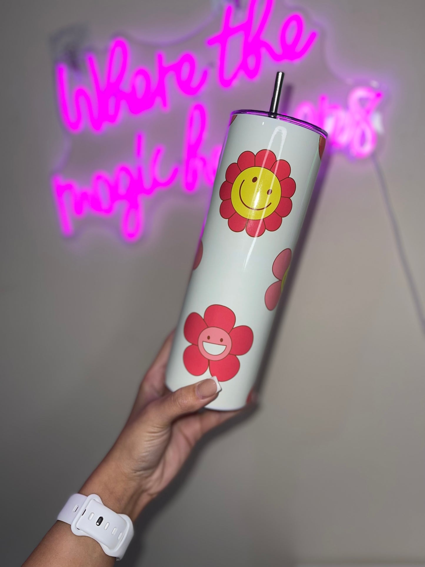 Sublimation Retro Flowers Insulated Tumbler