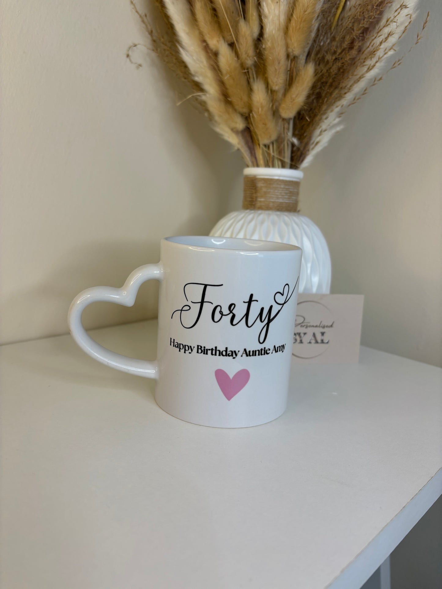 Personalised Birthday Ceramic Mug - 11oz with Heart Handle