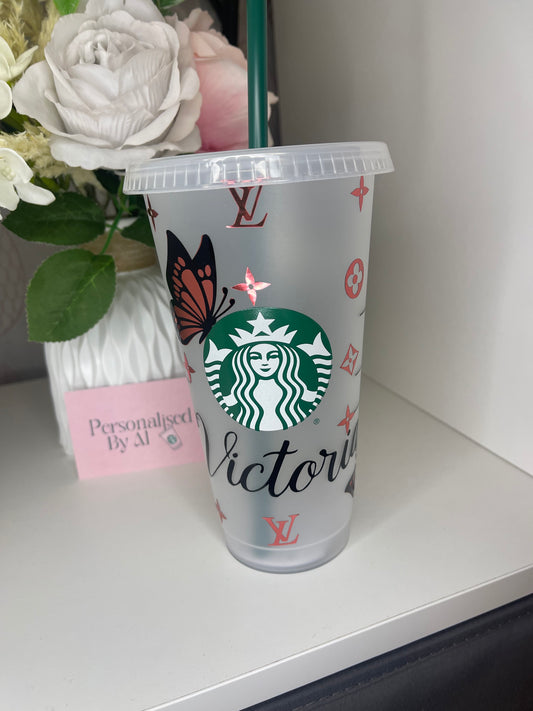 Personalised LV Butterfly Starbucks Cup