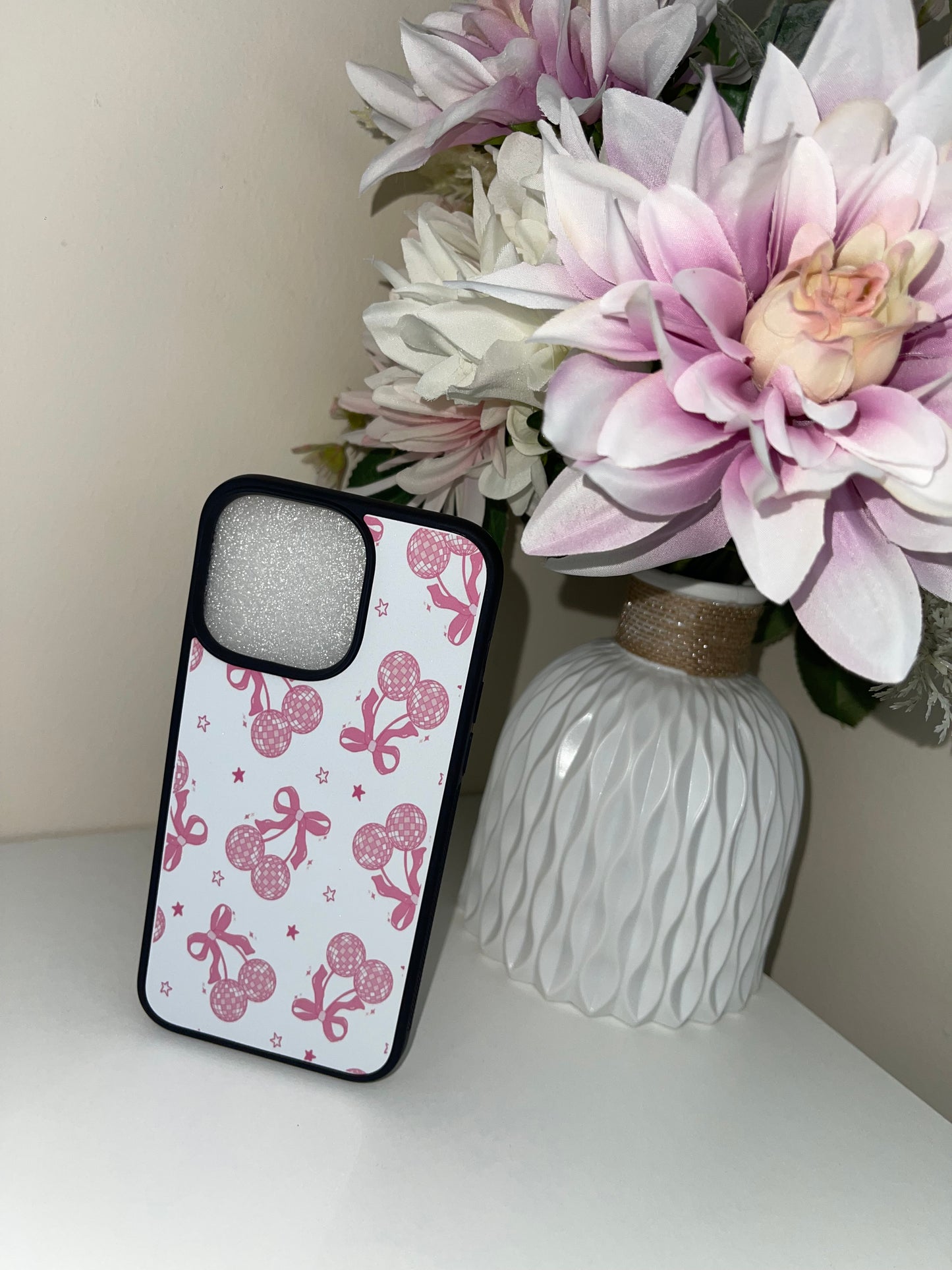 Pink Disco Cherry Bow Phone Case