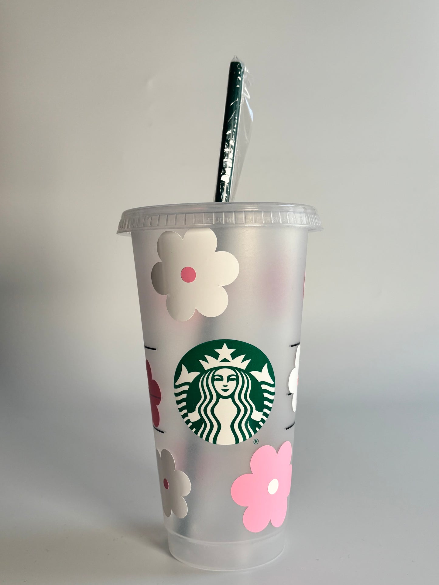 Floral Reusable Starbucks Cold Cup – 24oz with Lid & Straw