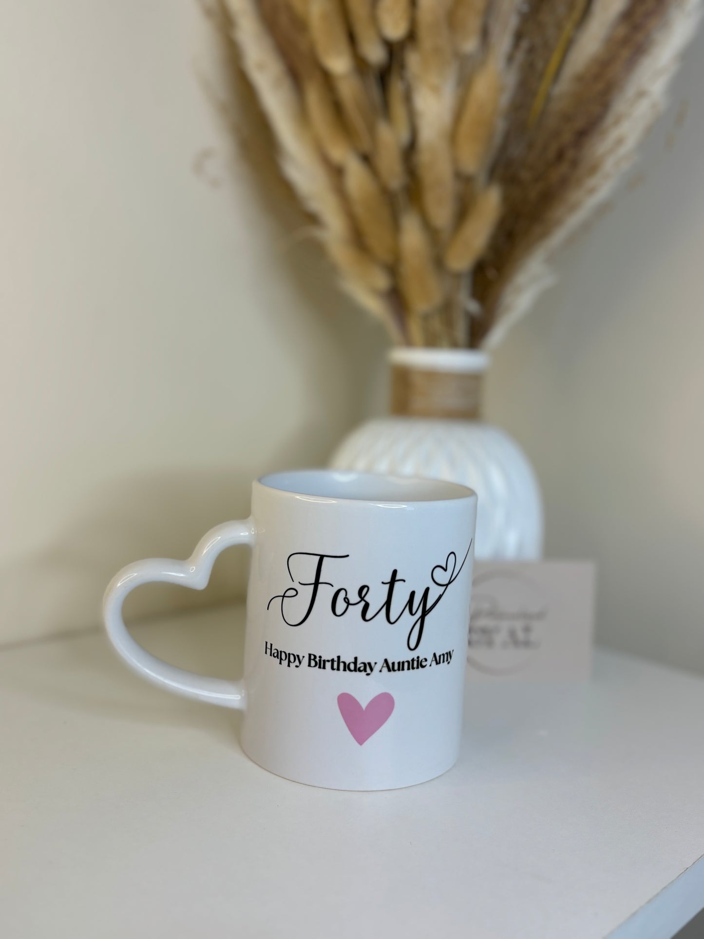 Personalised Birthday Ceramic Mug - 11oz with Heart Handle