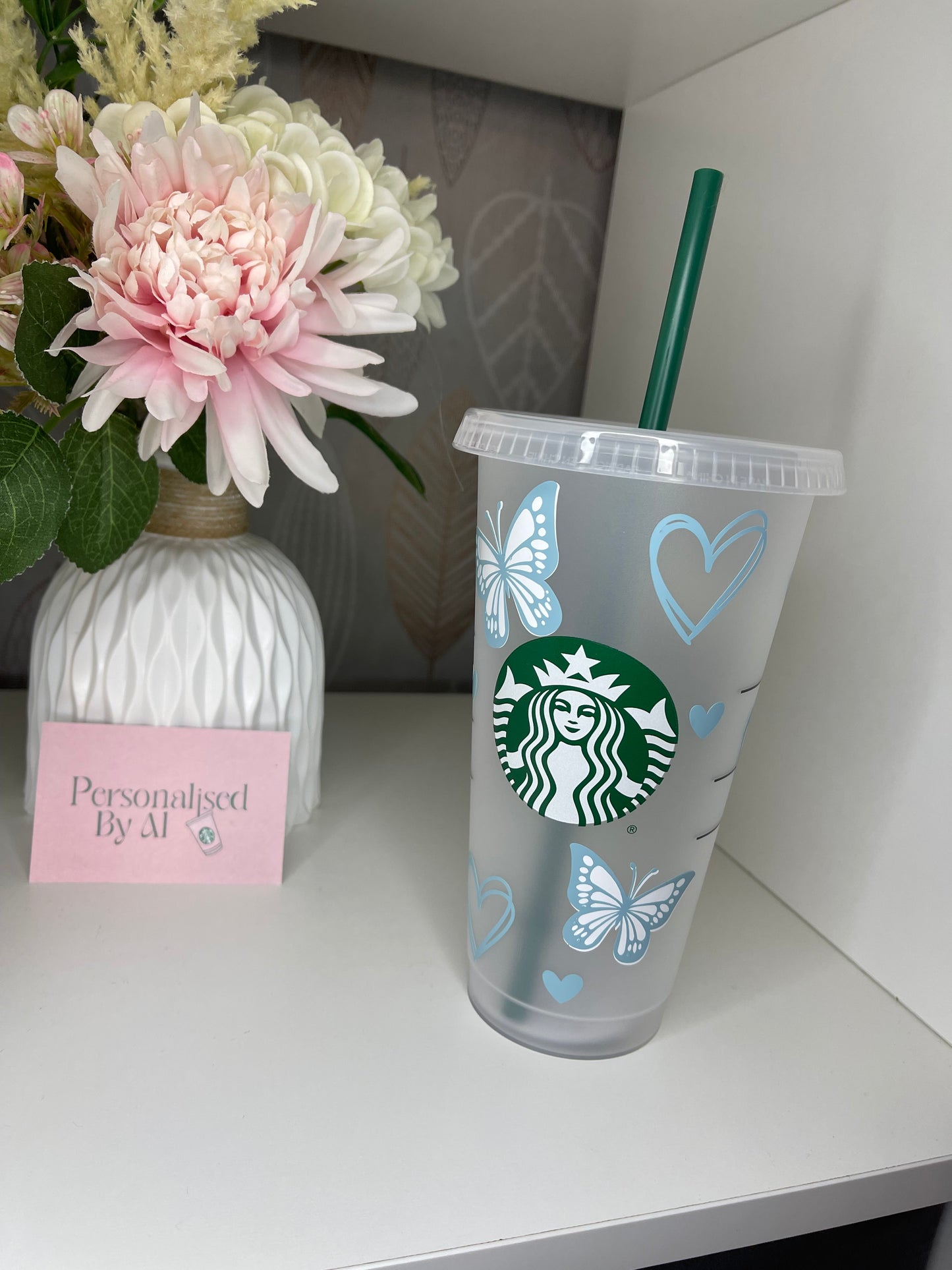 Personalised blue butterfly Starbucks Cup