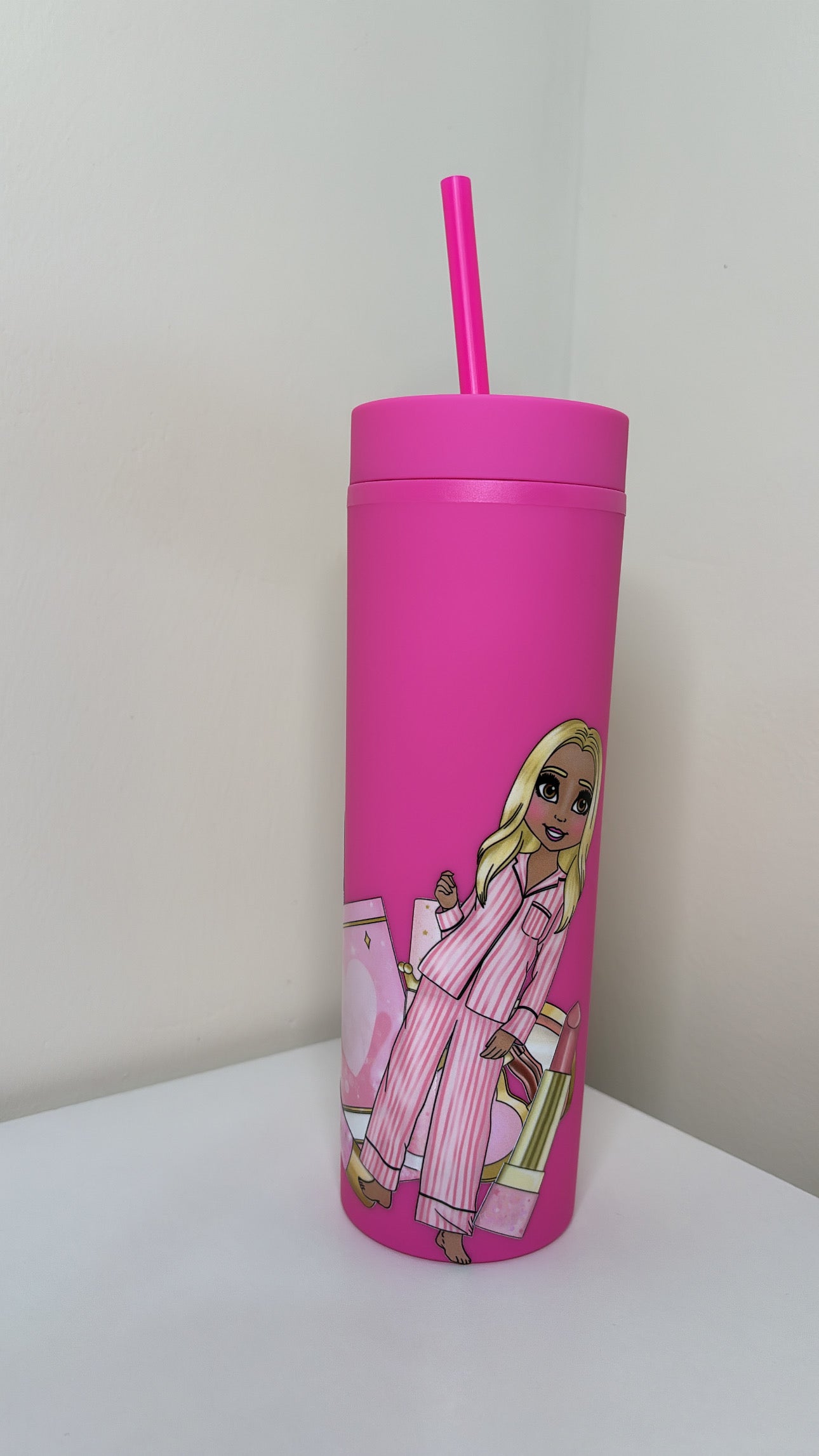 Dolly Hot Pink Skinny Tumbler, 16oz