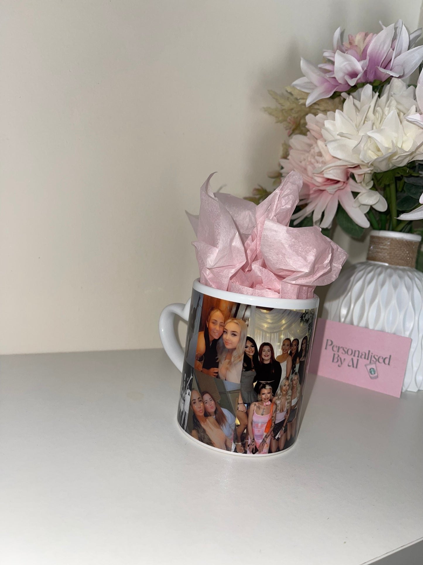 Personalised Photo Collage Heart Handle Mug