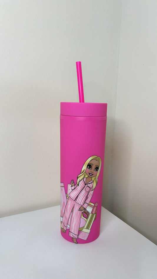 Dolly Hot Pink Skinny Tumbler, 16oz