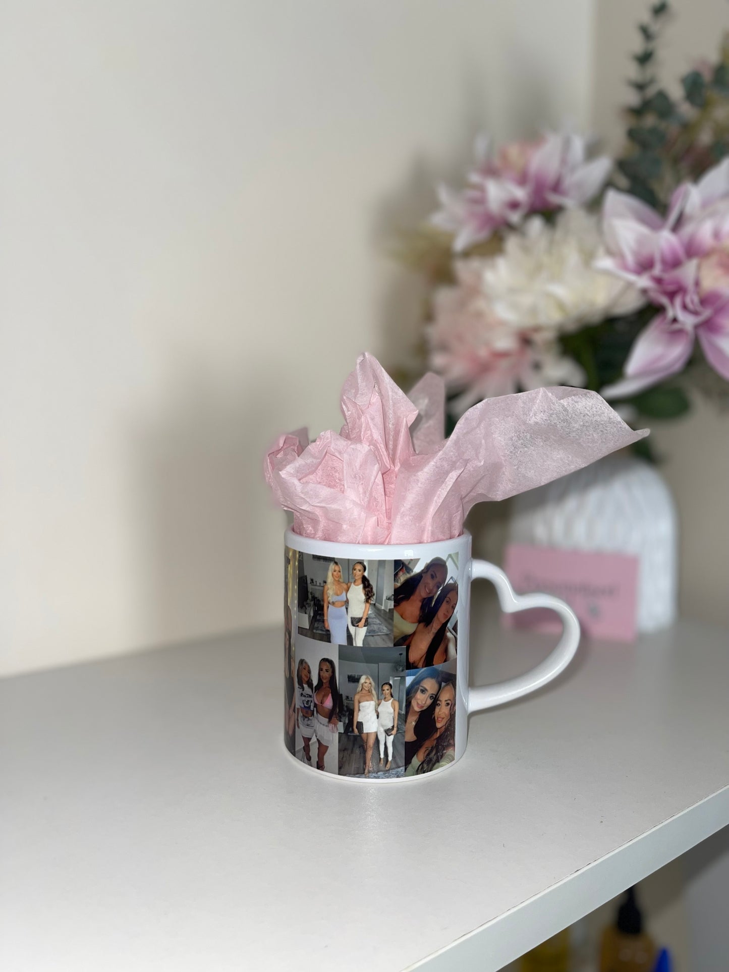 Personalised Photo Collage Heart Handle Mug