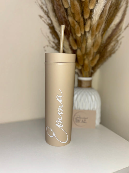 Beige Skinny Tumbler, 16oz