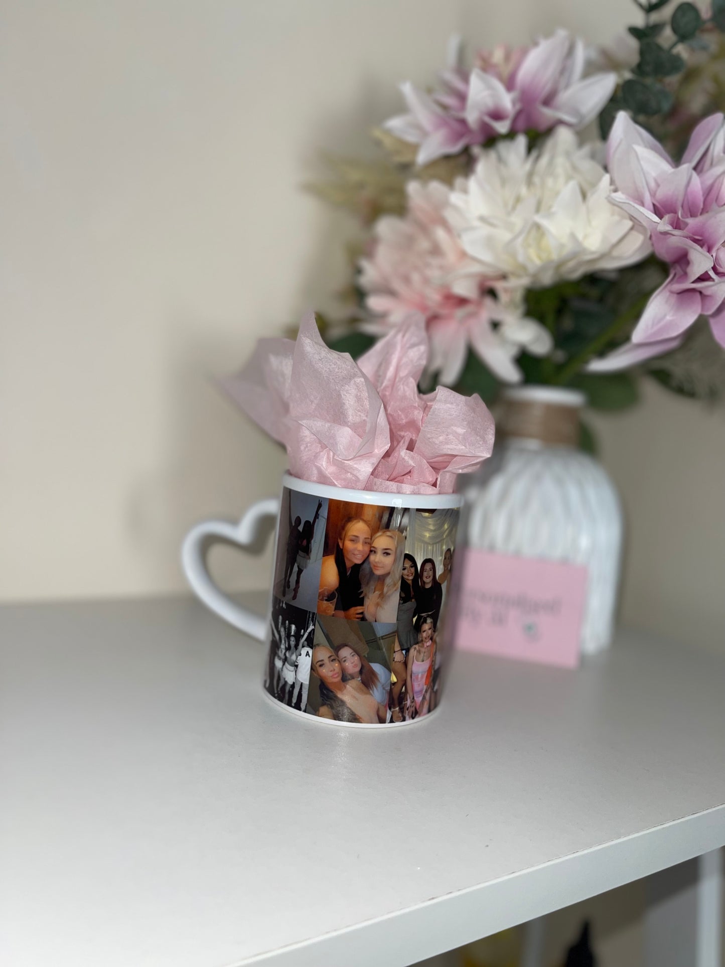 Personalised Photo Collage Heart Handle Mug