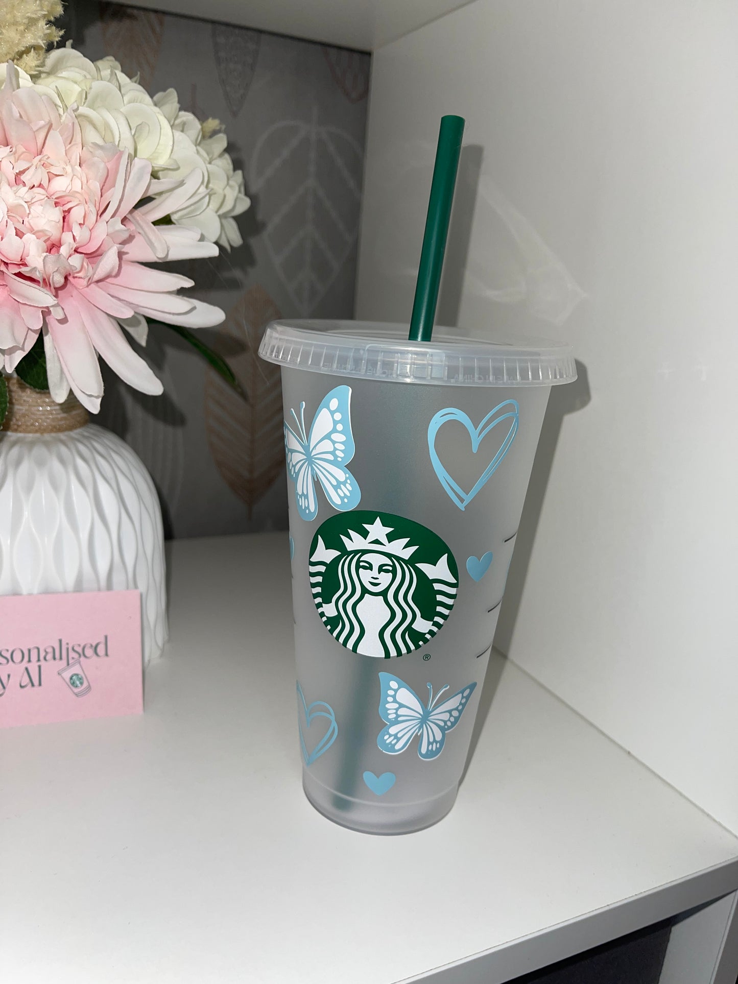 Personalised blue butterfly Starbucks Cup