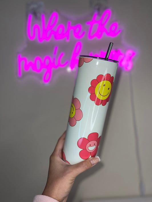 Sublimation Retro Flowers Insulated Tumbler