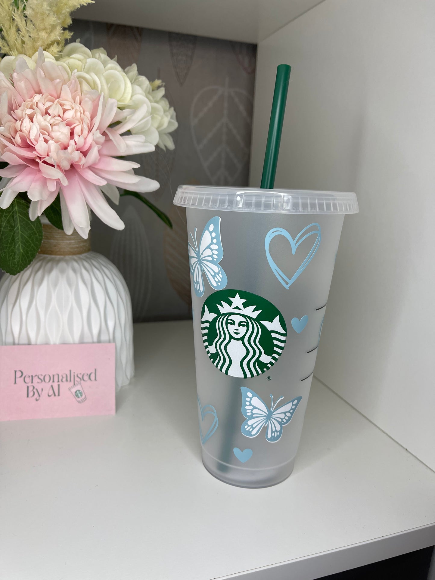 Personalised blue butterfly Starbucks Cup