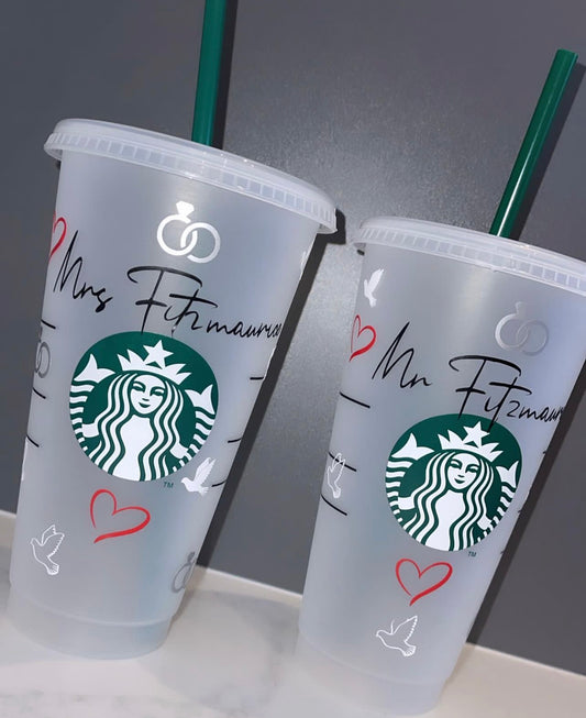 Personalised MR & MRS Bridal Starbucks Cup