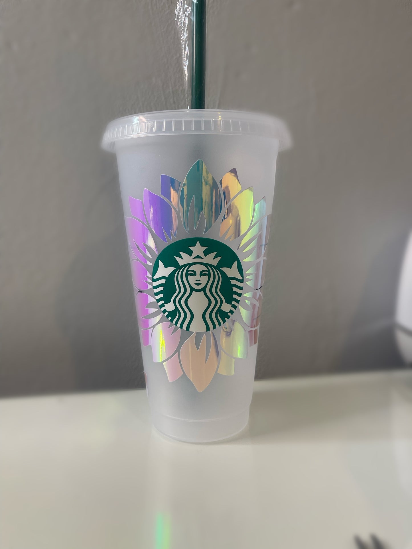 Personalised Holographic Border + Butterfly Starbucks Cup