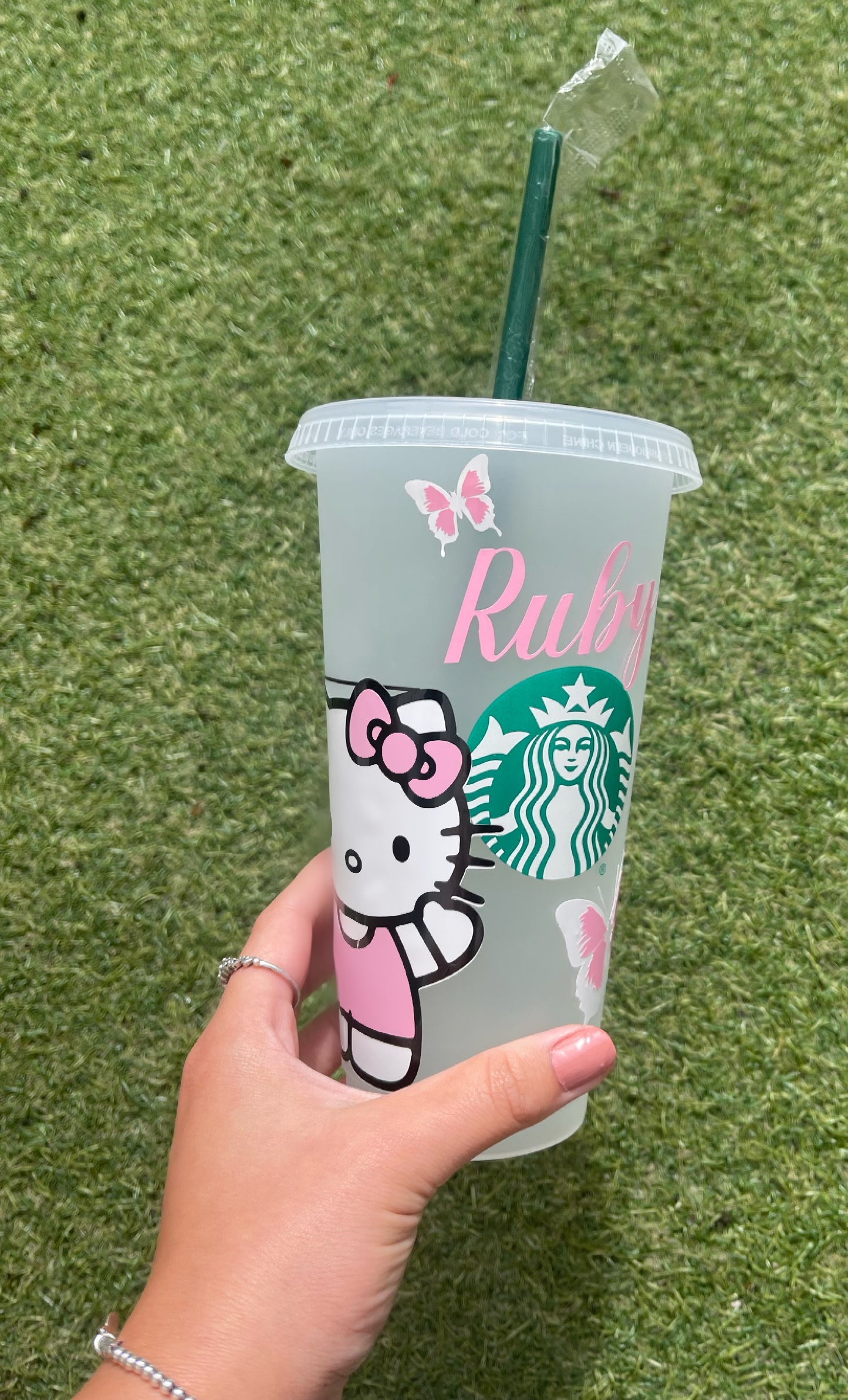 Personalised Hello Kitty Butterfly Starbucks Cup